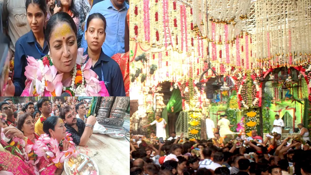 दिलली की सीएम बांकेबिहारीजी के दर्शन करती हुई दिलली की सीएम बांकेबिहारीजी के दर्शन करती हुई