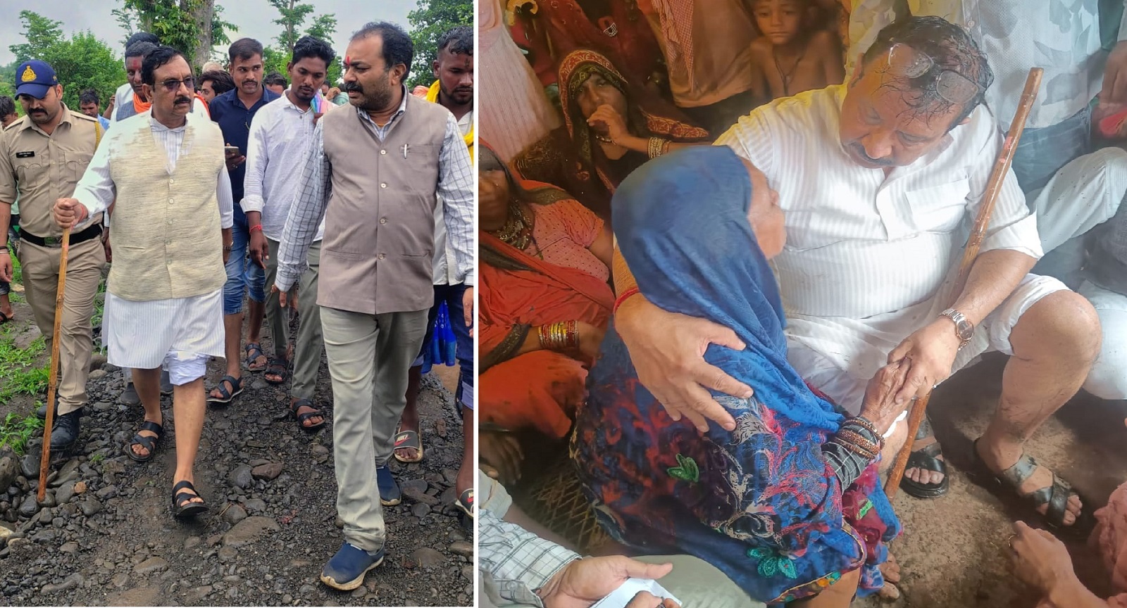 MP: Minister Shah reached to meet tribal families by walking in rain and mud MP: Minister Shah reached to meet tribal families by walking in rain and mud