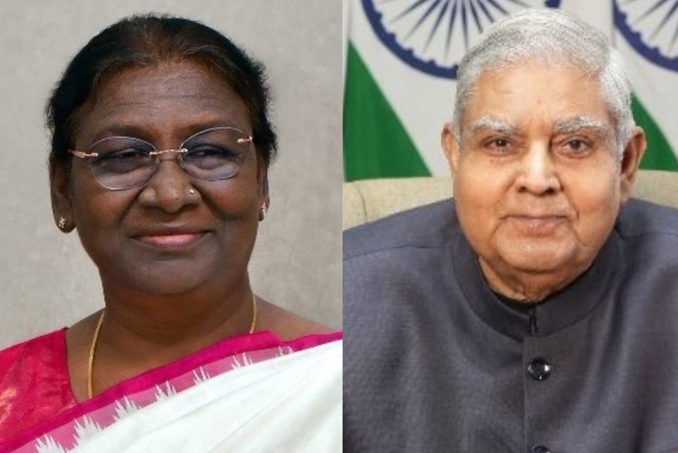 राष्ट्रपति द्रौपदी मुर्मु (बाएं) और उपराष्ट्रपति जगदीप धनखड़ (दाएं)। फोटो-फाइल