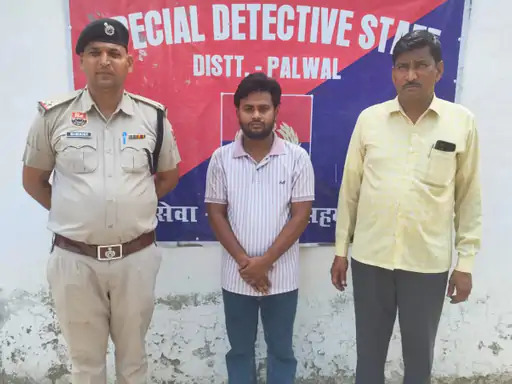 पुलिस की गिरफ्त में आरोपी अनिल। पुलिस की गिरफ्त में आरोपी अनिल।
