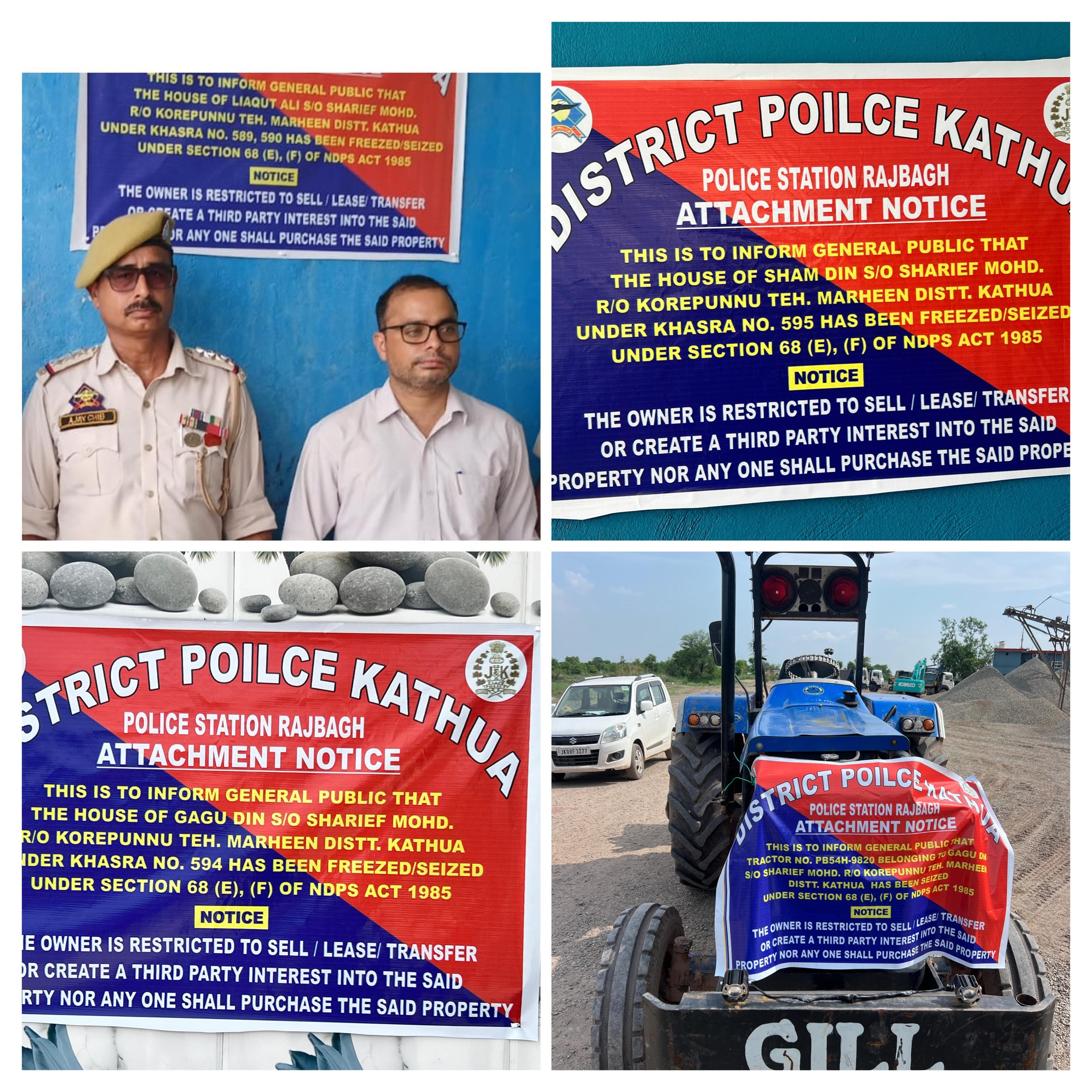 Major action by Kathua police, property worth Rs 1.06 crore of drug smugglers attached Major action by Kathua police, property worth Rs 1.06 crore of drug smugglers attached
