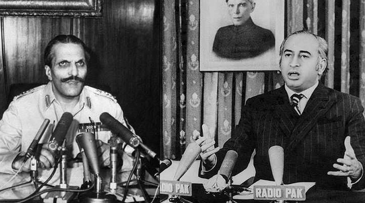 जुल्फिकार अली भुट्टो और मोहम्मद जिया उल-हक (दाएं से बाएं)। फोटो-फाइल जुल्फिकार अली भुट्टो और मोहम्मद जिया उल-हक (दाएं से बाएं)। फोटो-फाइल