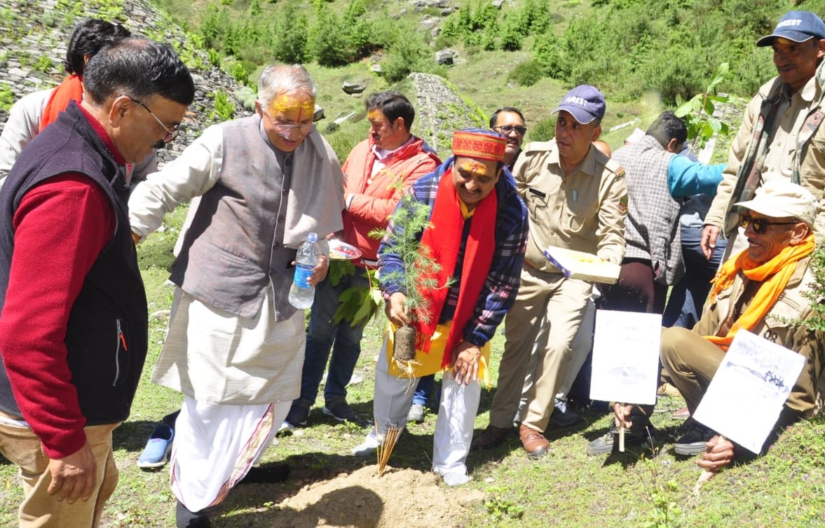 बदरीनाथ धाम में पौधरोपण करते हुए। बदरीनाथ धाम में पौधरोपण करते हुए।
