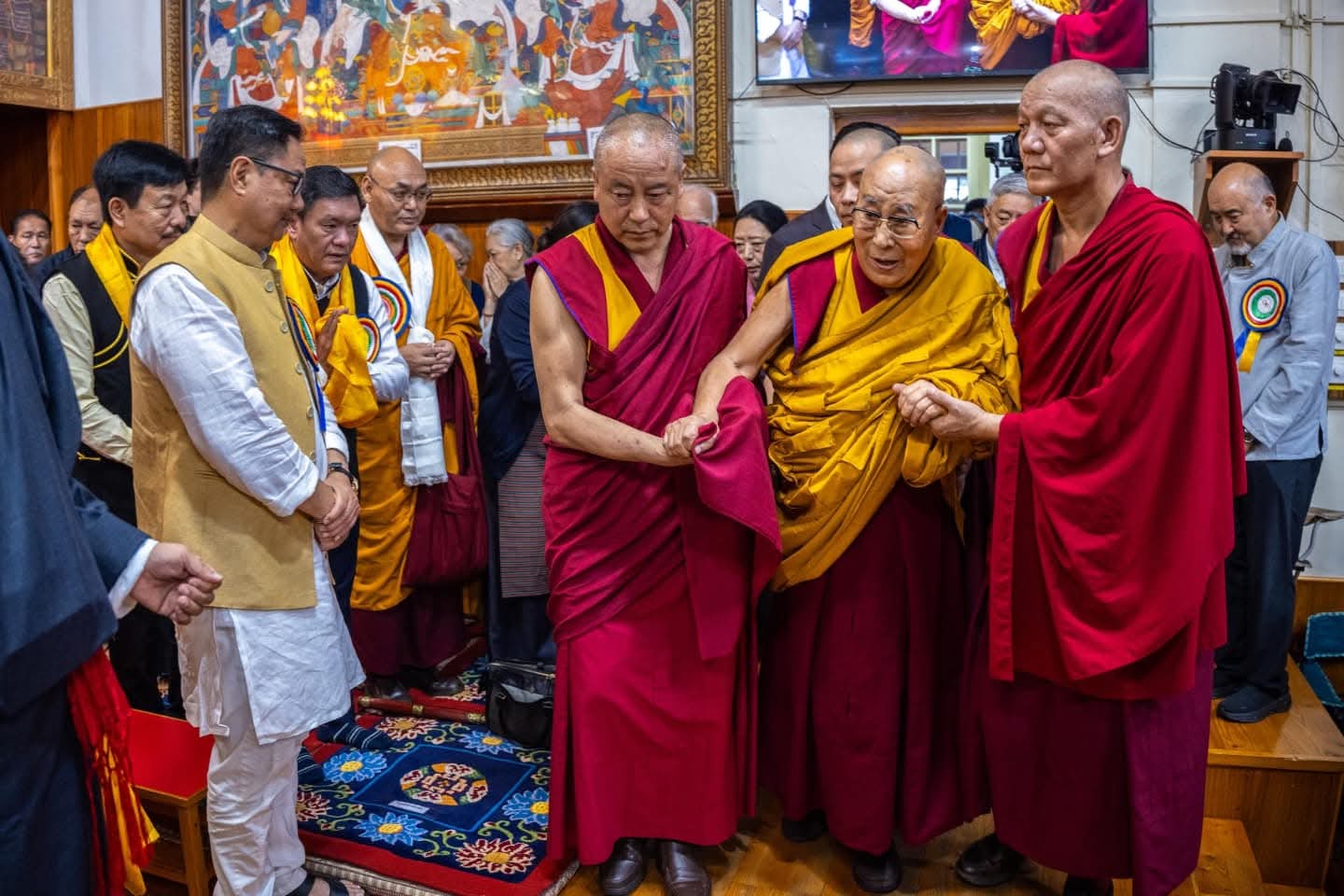 Image related to the Dalai Lama’s 90th Birthday at Dharamshala. Union minister Rijiju and Arunachal Pradesh CM P Khandu Joining in Celebrations. Image related to the Dalai Lama’s 90th Birthday at Dharamshala. Union minister Rijiju and Arunachal Pradesh CM P Khandu Joining in Celebrations.