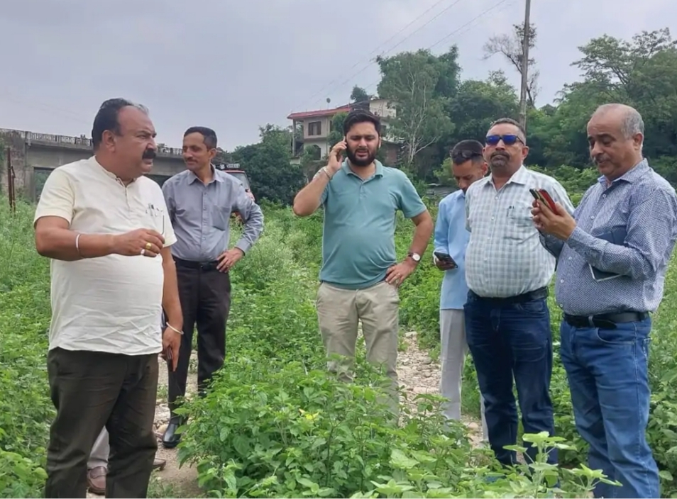 सब्जी मंडी स्थल का निरीक्षण करते हुए तकनीकी टीम। सब्जी मंडी स्थल का निरीक्षण करते हुए तकनीकी टीम।