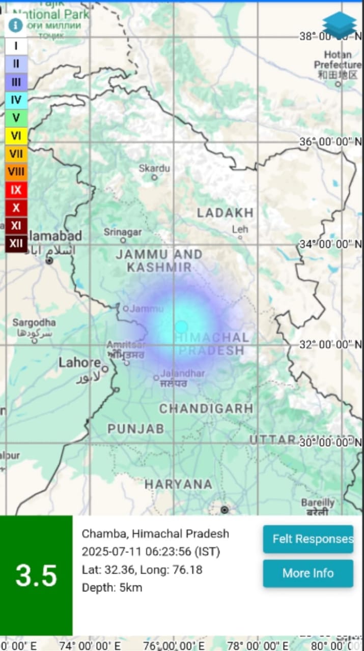 चम्बा में भूकम्प के झटके चम्बा में भूकम्प के झटके