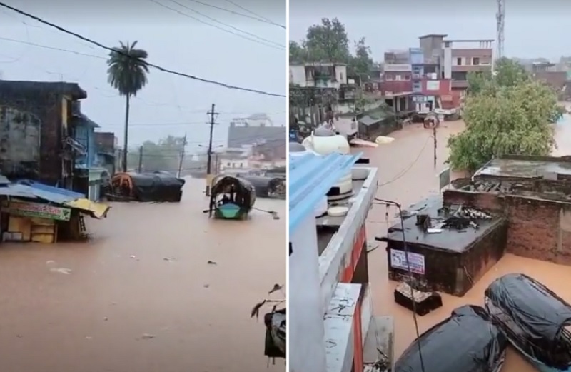 चित्रकूट में भारी बारिश के कारण घरों में घुसा पानी चित्रकूट में भारी बारिश के कारण घरों में घुसा पानी