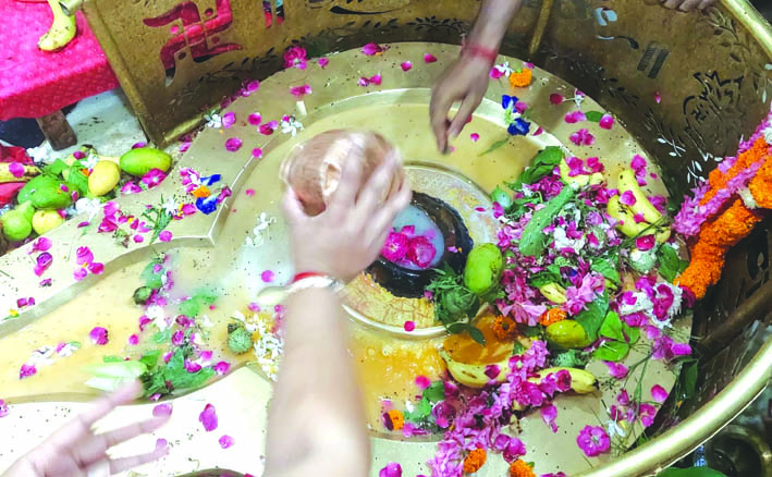 श्री दक्षेश्वर महादेव का जलाभिषेक करते हुए श्री दक्षेश्वर महादेव का जलाभिषेक करते हुए