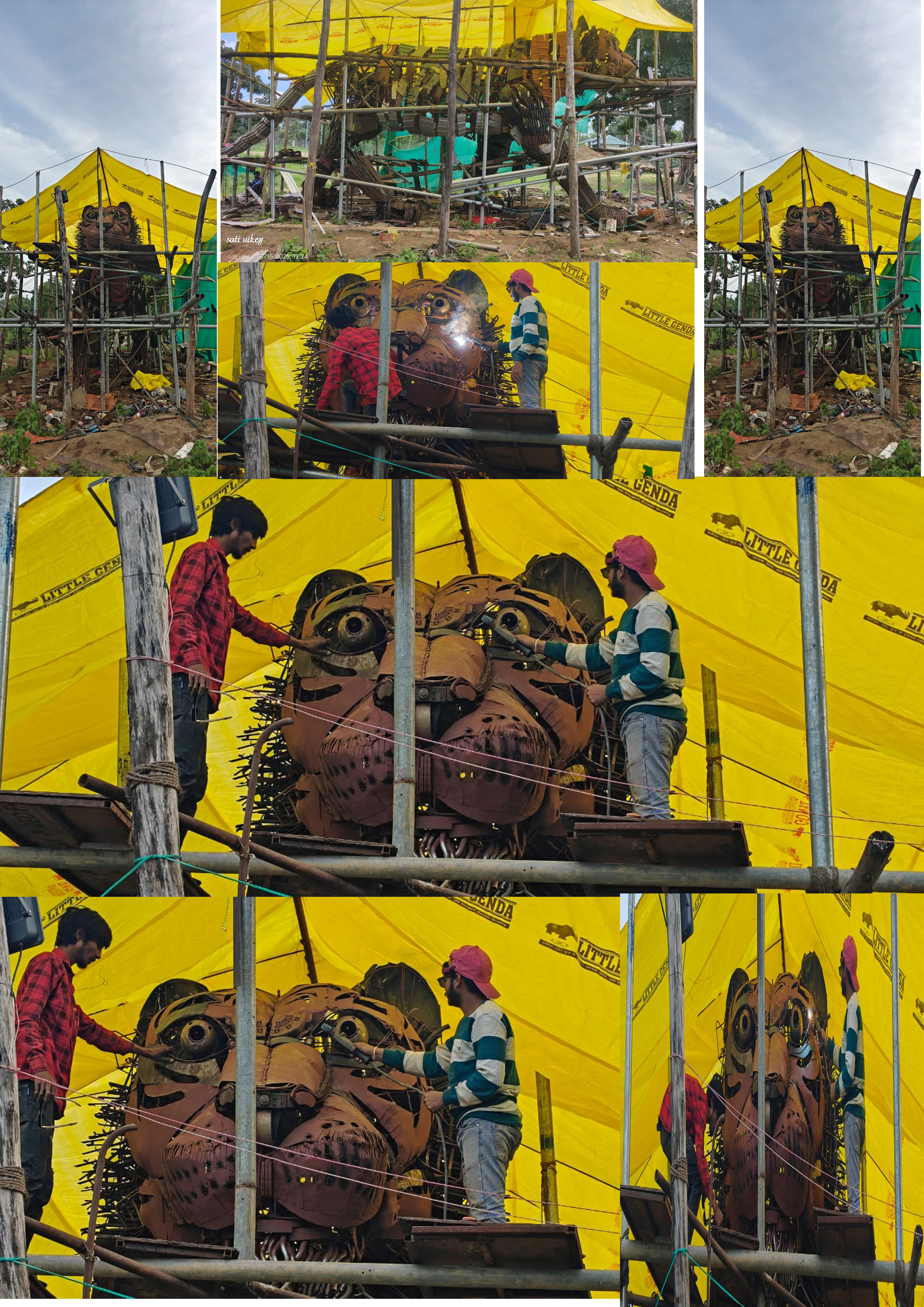 Seoni: Construction of a giant tiger statue from iron scrap material in Pench Tiger Reserve is nearing completion