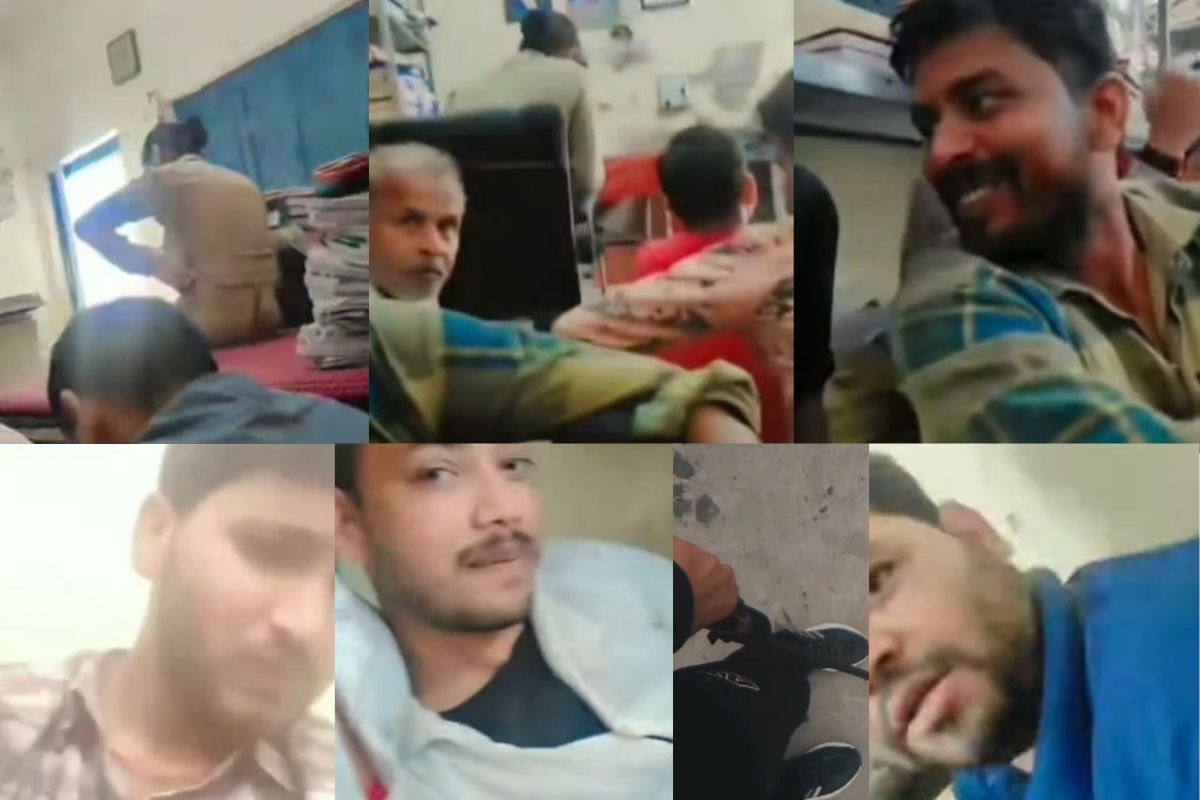 थाने के भीतर रील बनाते आरोपी युवक, पीछे खाकी में नजर आते पुलिसकर्मी — वायरल वीडियो का स्क्रीनशॉट।