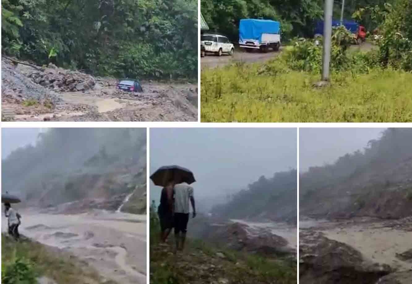 अरुणाचल में लगातार भारी बारिश के कारण हुए भूस्खलन की तस्वीर। अरुणाचल में लगातार भारी बारिश के कारण हुए भूस्खलन की तस्वीर।
