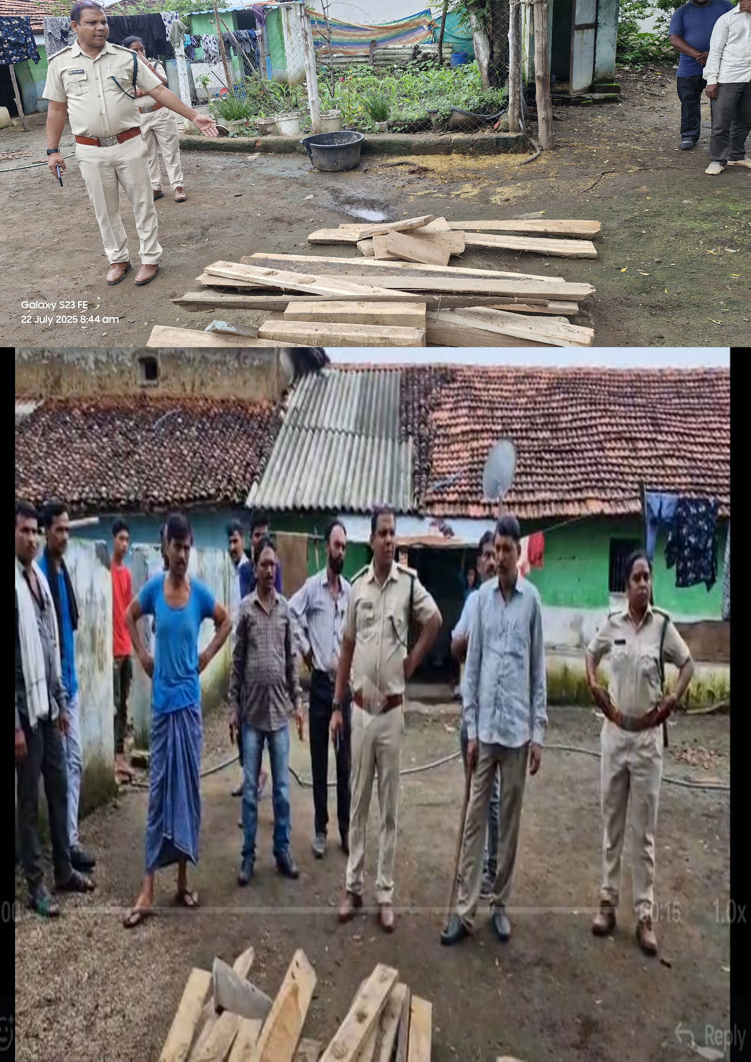 Seoni: 18 pieces of illegally stored teak wood seized, forest crime case registered against the accused Seoni: 18 pieces of illegally stored teak wood seized, forest crime case registered against the accused