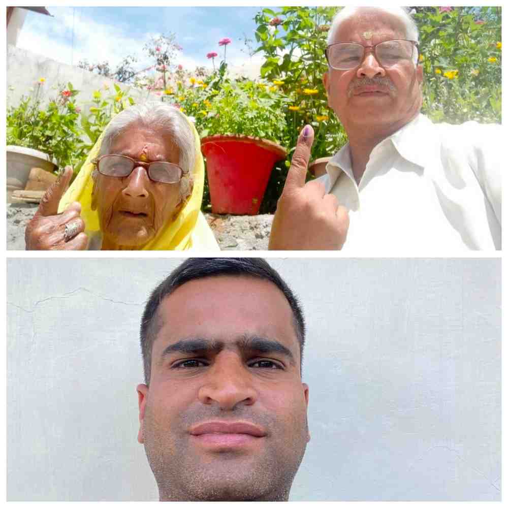 एक साथ वोट डालने पहुंची तीन पीढ़ी