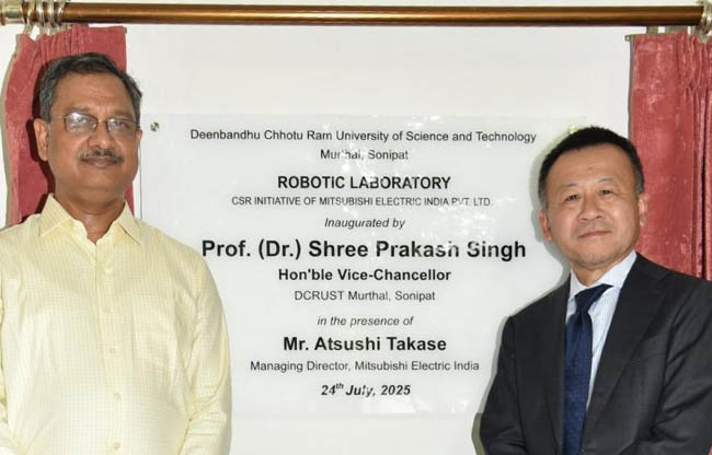 सोनीपत: मित्सुबिशी इलेक्ट्रिक इंडिया द्वारा बनाई रोबोटिक लैब का उद्घाटन करते कुलगुरु प्रो. सिंह सोनीपत: मित्सुबिशी इलेक्ट्रिक इंडिया द्वारा बनाई रोबोटिक लैब का उद्घाटन करते कुलगुरु प्रो. सिंह