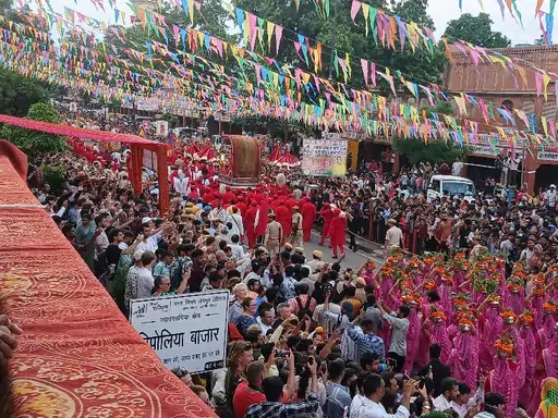 चांदी की पालकी में विराजमान हो तीज माता की सवारी निकली
