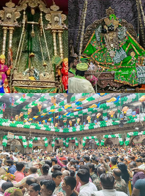 भक्ताें का अलाैकिक दर्शन देते हुए जन जन के आराध्य श्रीबांके बिहारी महाराज भक्ताें का अलाैकिक दर्शन देते हुए जन जन के आराध्य श्रीबांके बिहारी महाराज