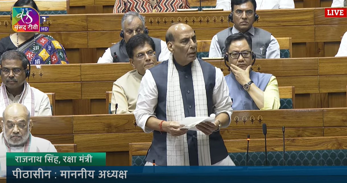 रक्षा मंत्री राजनाथ सिंह लोकसभा में ऑपरेशन सिंदूर पर चर्चा के दौरान