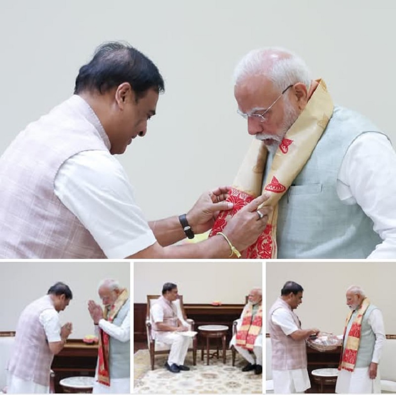 नई दिल्लीः प्रधानमंती नरेन्द्र मोदी से मुलाकात करते असम के मुख्यमंत्री डॉ. हिमंत बिस्व सरमा