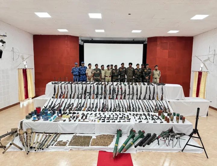Image of the huge cache of arms and explosives recovered in Manipur. Image of the huge cache of arms and explosives recovered in Manipur.
