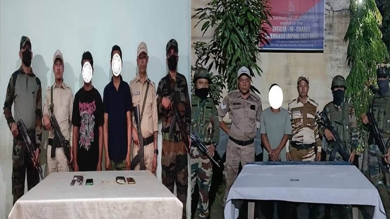 मणिपुर में गिरफ्तार उग्रवादियों की तस्वीर। मणिपुर में गिरफ्तार उग्रवादियों की तस्वीर।