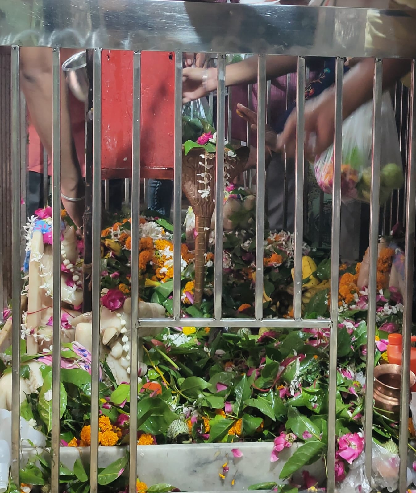 श्रावण मास के चतुर्थ व अंतिम सोमवार पर चौरासी घंटा मंदिर में जलाभिषेक करते श्रद्धालु।