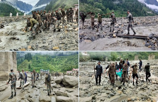 उत्तरकाशी में बादल फटने के बाद भारतीय सेना ने मोर्चा संभाला