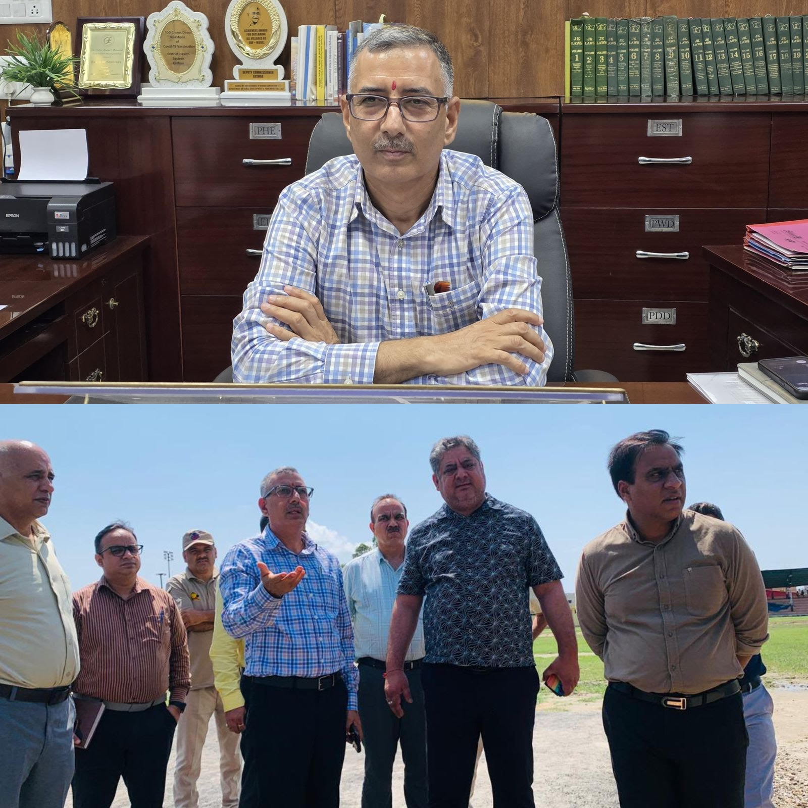 Rajesh Sharma takes charge as Deputy Commissioner of Kathua, visits sports stadium to review Independence Day preparations