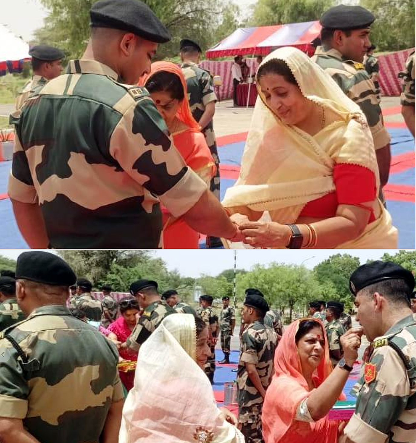 सीमा पर तैनात वीर सैनिकों को राखी बांधकर बहनों ने जताया अटूट प्रेम सीमा पर तैनात वीर सैनिकों को राखी बांधकर बहनों ने जताया अटूट प्रेम