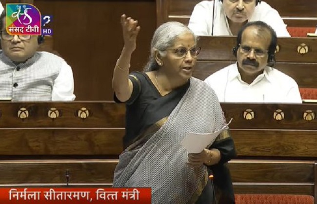 राज्‍यसभा में विधेयक पर चर्चा का जावाब देते हुए वित्‍त मंत्री निर्मला सीतारमण