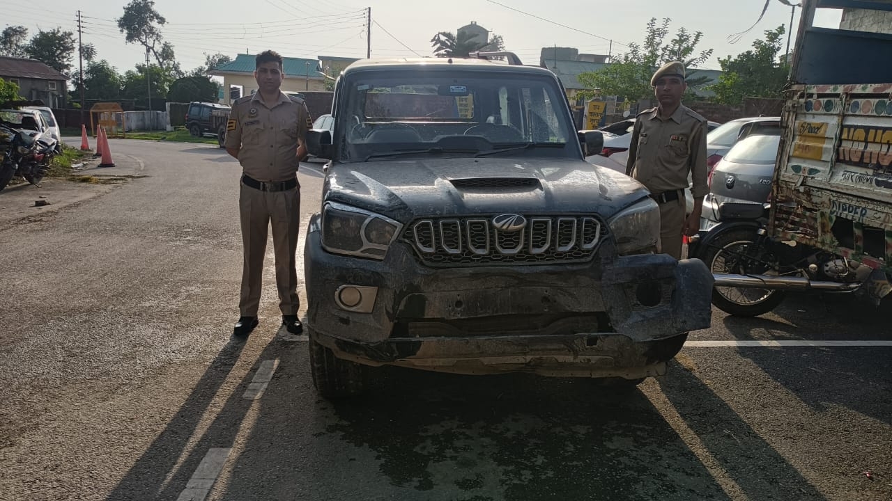 अपहरण में इस्तेमाल की गई स्कोर्पियो गाड़ी।