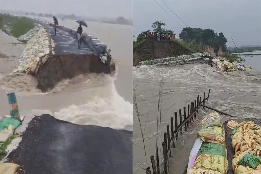 भूतनी के दक्षिण चंडीपुर इलाके में  बांध टूटने