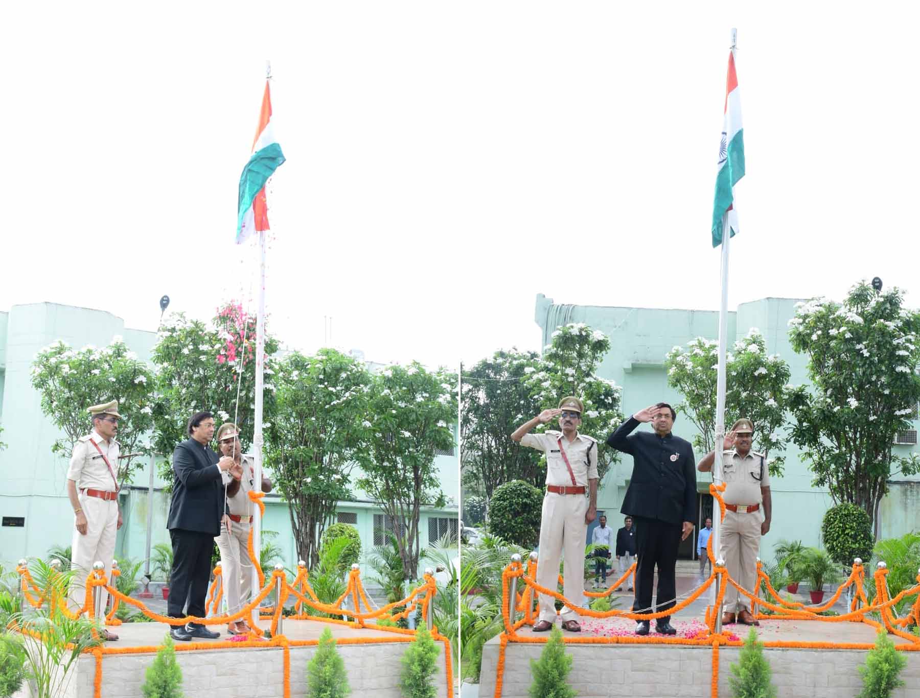विधान सभा के सचिव दिनेश शर्मा ध्वजारोहण  कर परेड की सलामी लेते