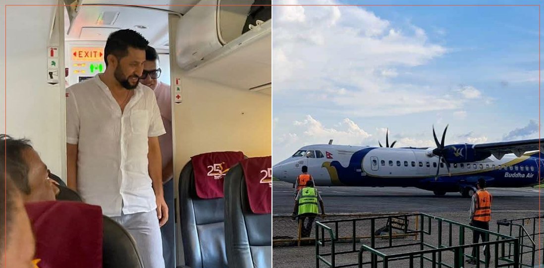 विमान में काठमांडू लाए जा रहे रवि लामिछाने विमान में काठमांडू लाए जा रहे रवि लामिछाने
