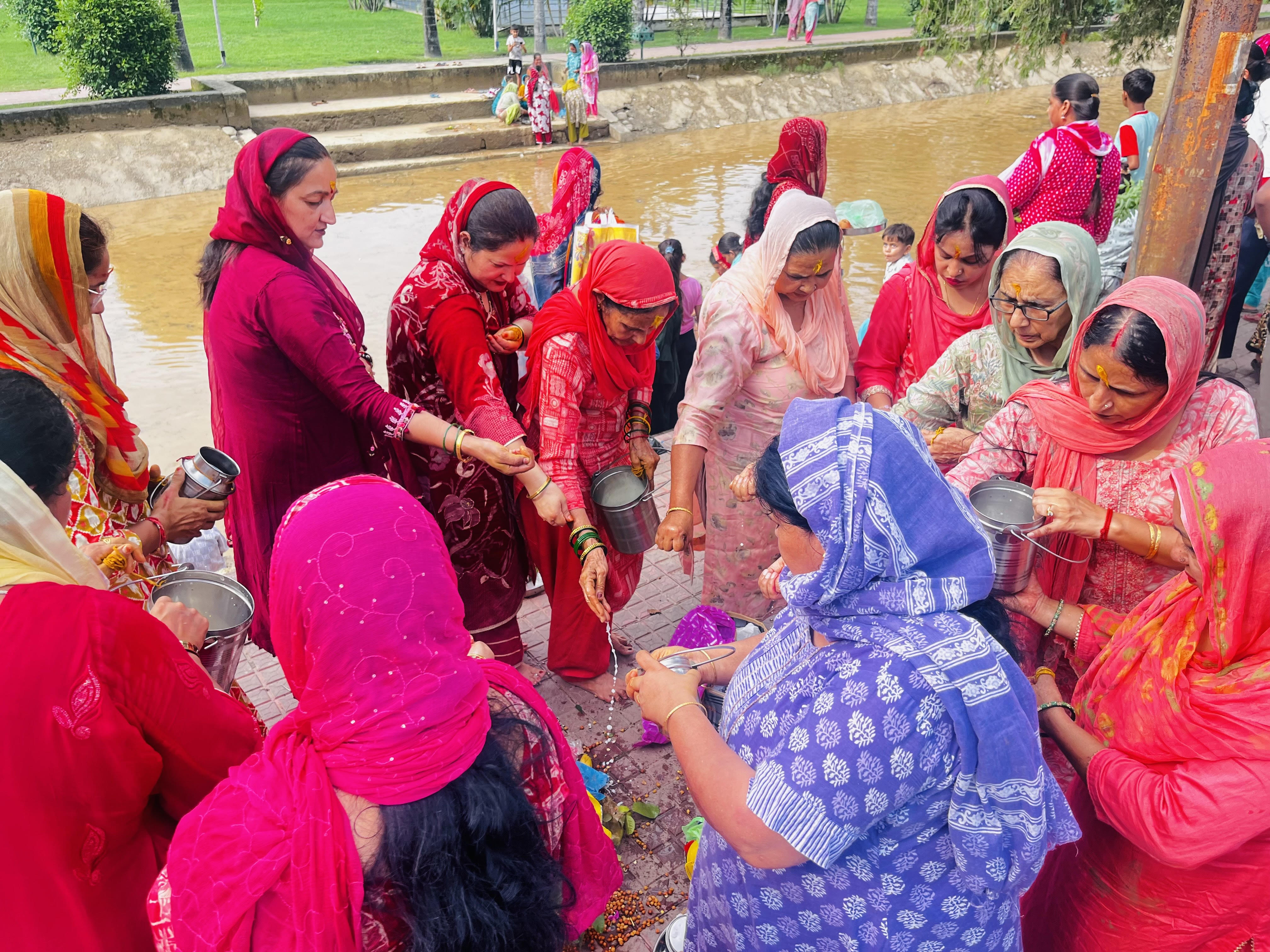 On the occasion of Dogra folk festival Bachch Dua, fasting women performed traditional prayers and prayed for the long life of their sons