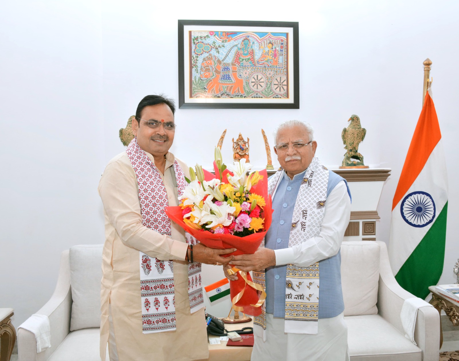 मुख्यमंत्री भजनलाल शर्मा की केंद्रीय मंत्री मनोहर लाल खट्टर से मुलाकात मुख्यमंत्री भजनलाल शर्मा की केंद्रीय मंत्री मनोहर लाल खट्टर से मुलाकात