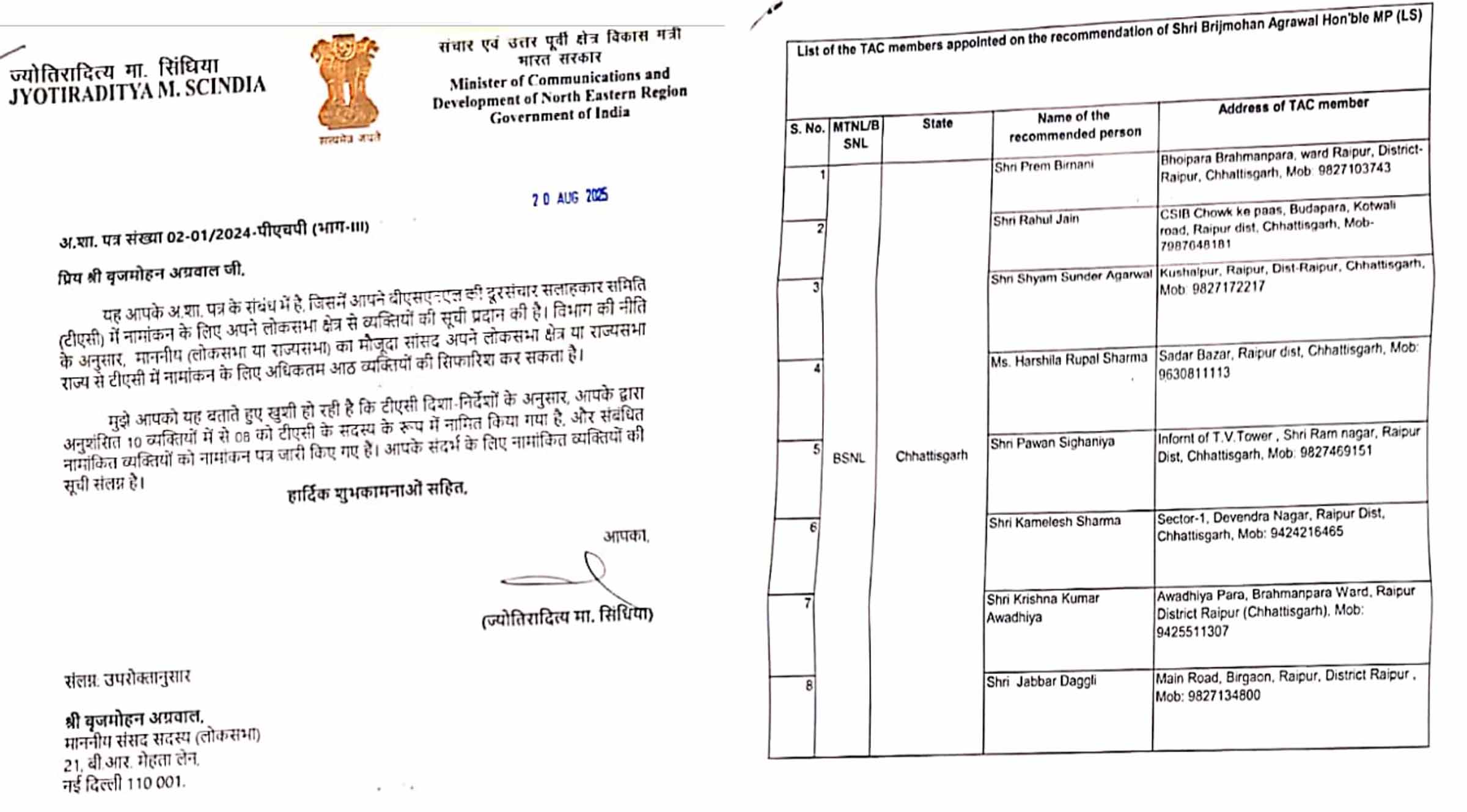 केंद्र सरकार द्वारा जारी आठ सदस्यों की नियुक्ति पत्र केंद्र सरकार द्वारा जारी आठ सदस्यों की नियुक्ति पत्र
