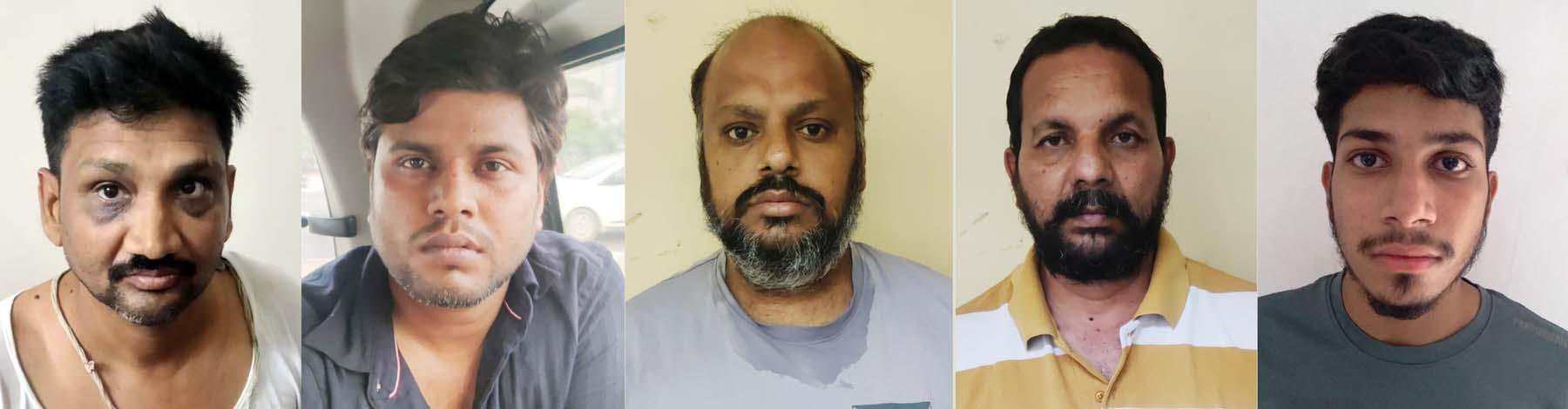 गुरुग्राम पुलिस द्वारा काबू किए गए ठग गैंग के आरोपी।