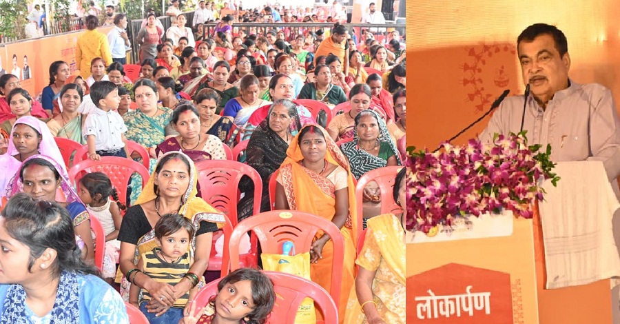 जबलपुर में सड़क परियोजनाओं के लोकार्पण-भूमिपूजन कार्यक्रम को संबोधित करते हुए गडकरी