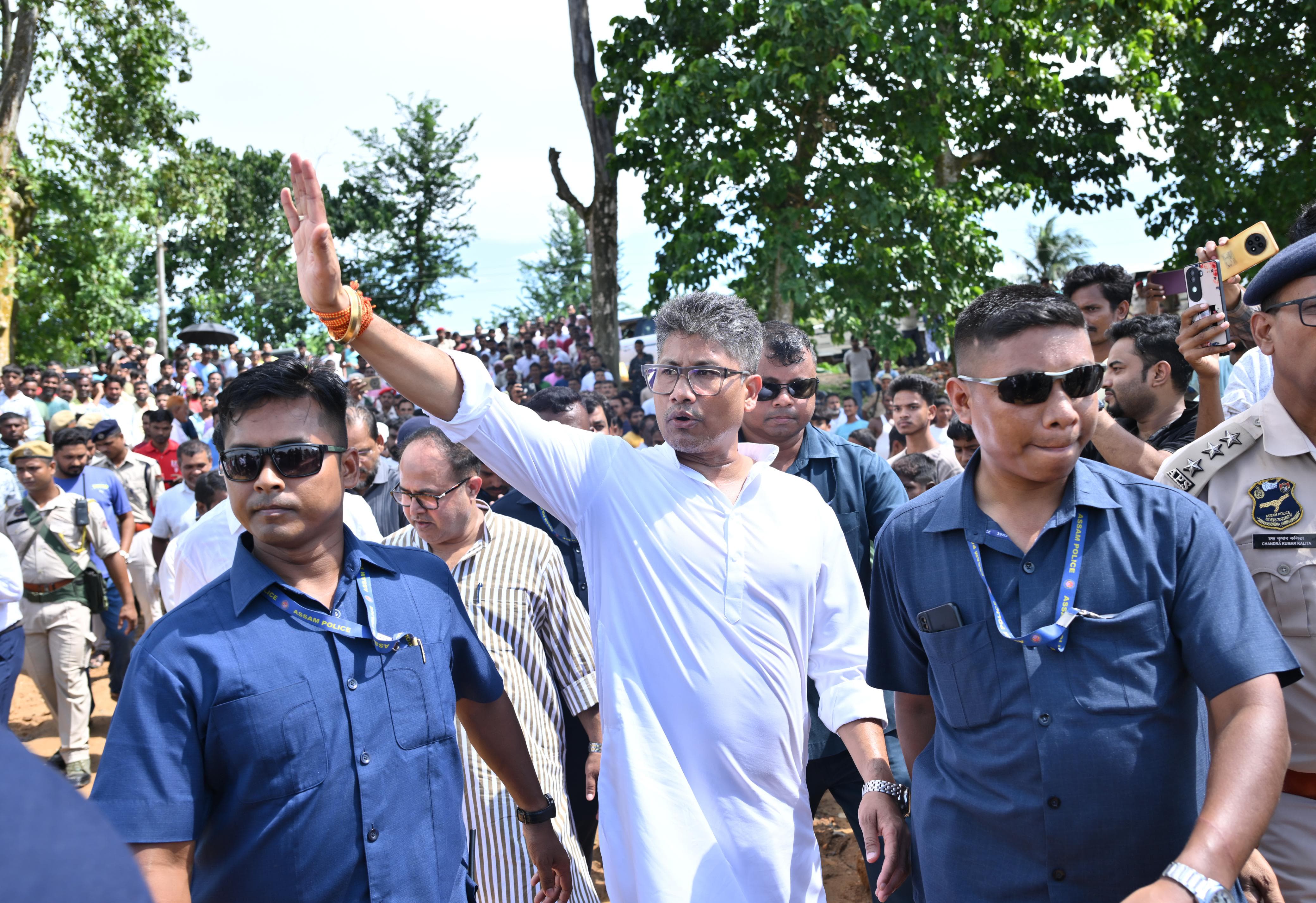 Assam Water Resources Minister Pijush Hazarika During the Visit of Kokradanga. Assam Water Resources Minister Pijush Hazarika During the Visit of Kokradanga.