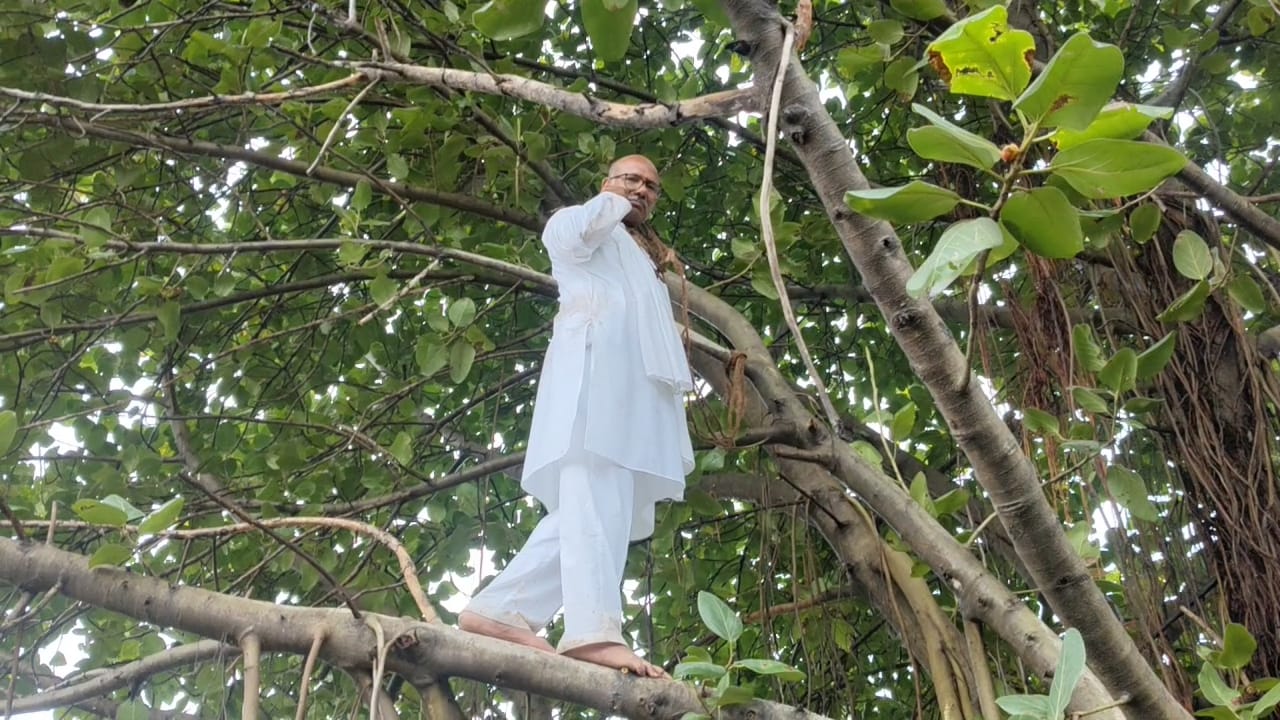 फोटो कैप्शन 25आरटीके1 : सेक्टर छह स्थित बाग में विभाग की कारवाई के विरोध में पेड पर चढ़ा बुजुर्ग फोटो कैप्शन 25आरटीके1 : सेक्टर छह स्थित बाग में विभाग की कारवाई के विरोध में पेड पर चढ़ा बुजुर्ग