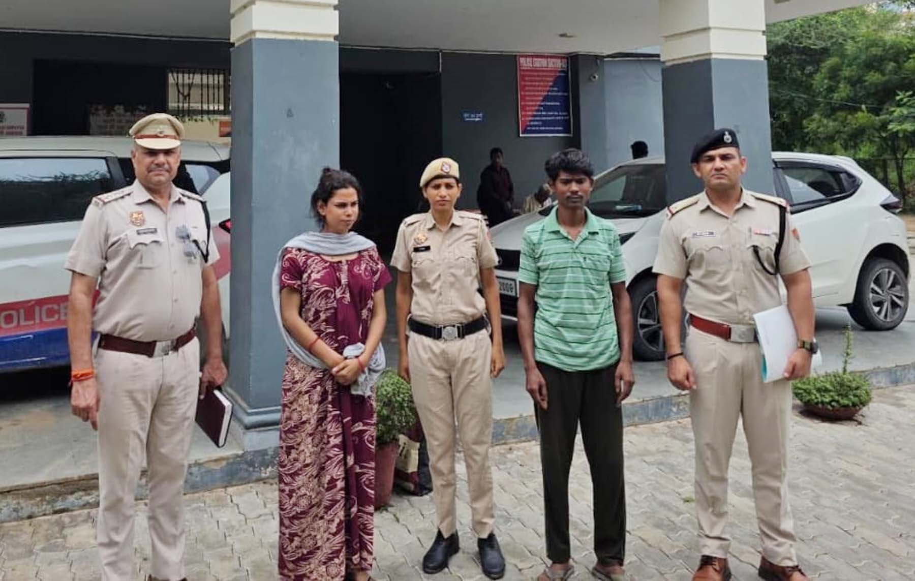 गुरुग्राम पुलिस की गिरफ्त में बच्चे के अपहरण के आरोपी। गुरुग्राम पुलिस की गिरफ्त में बच्चे के अपहरण के आरोपी।