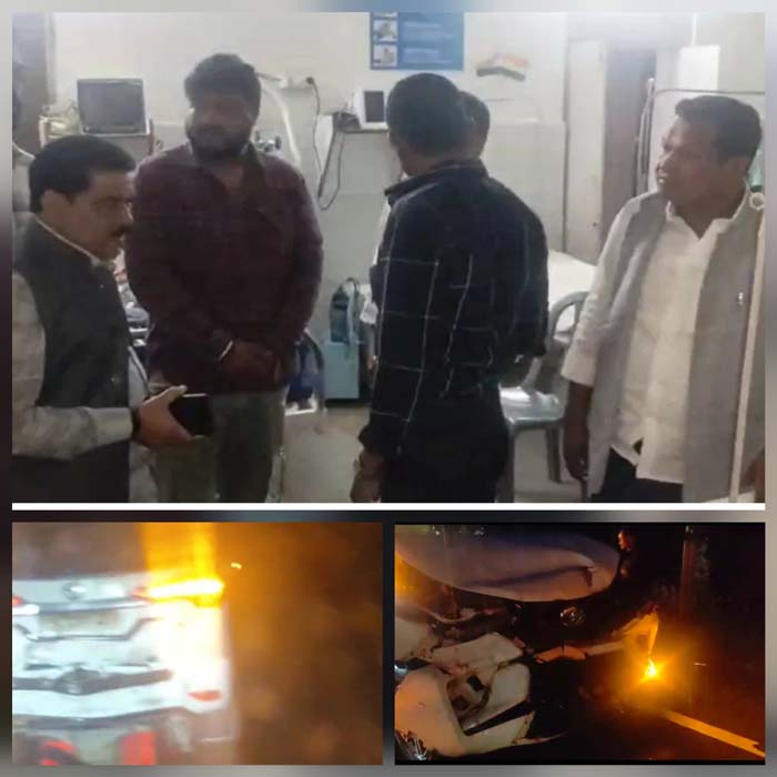 विधायक  के काफिले में शामिल तीन गाड़ियां आपस में भिड़ी