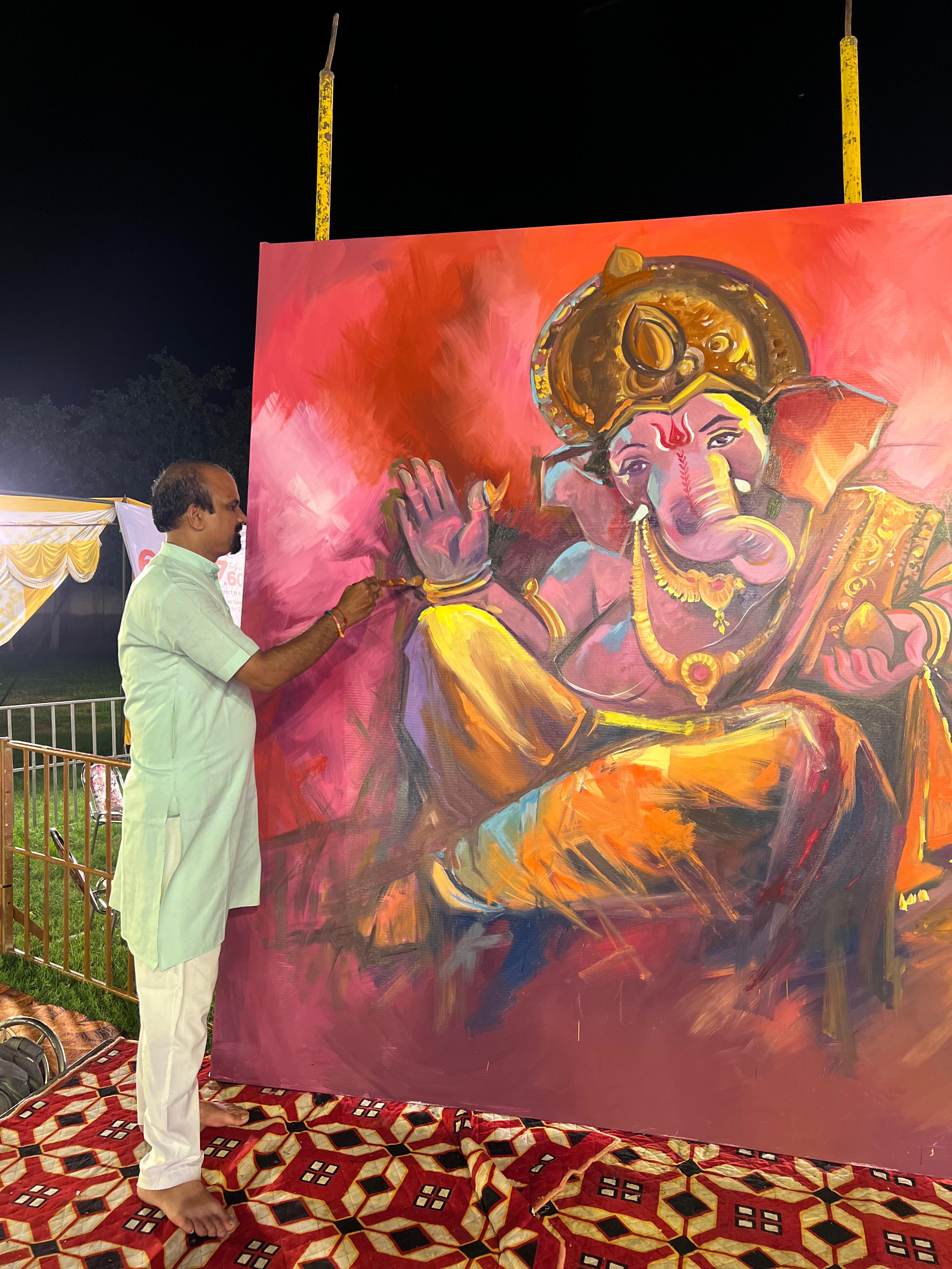 बनाई गई भगवान गणपति की पेंटिंग। बनाई गई भगवान गणपति की पेंटिंग।