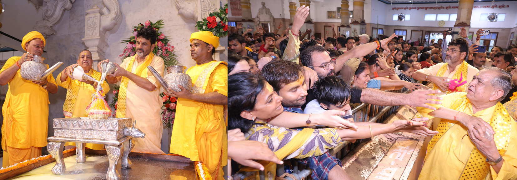 अभिषेक करते हुए संस्थान के सचिव के कपिल शर्मा इंसेट में केशवदेव भगवान अलौकिक झांकी के साथ अभिषेक करते हुए संस्थान के सचिव के कपिल शर्मा इंसेट में केशवदेव भगवान अलौकिक झांकी के साथ