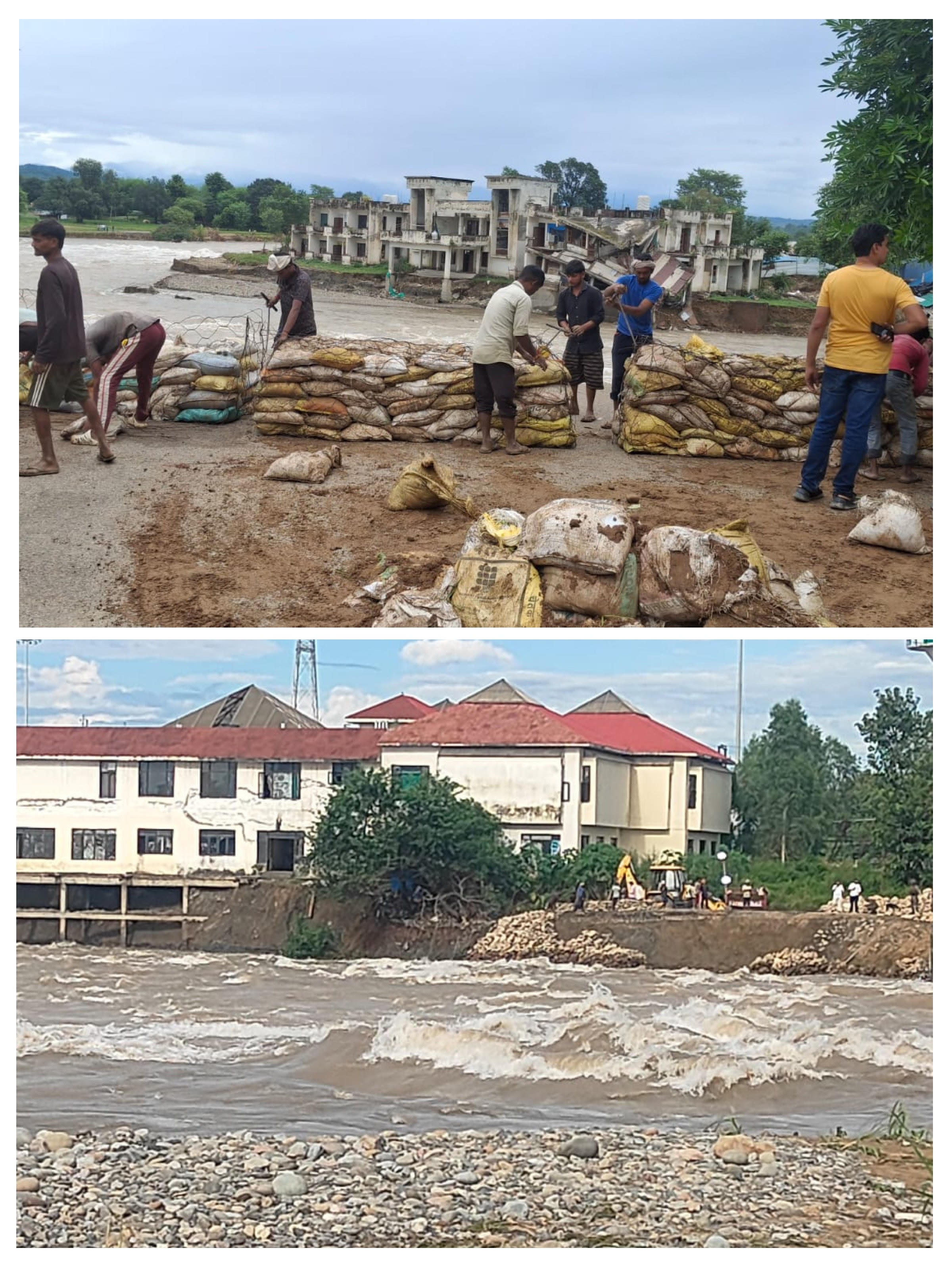 Repair work is going on on war footing to save the buildings in Lakhanpur Repair work is going on on war footing to save the buildings in Lakhanpur