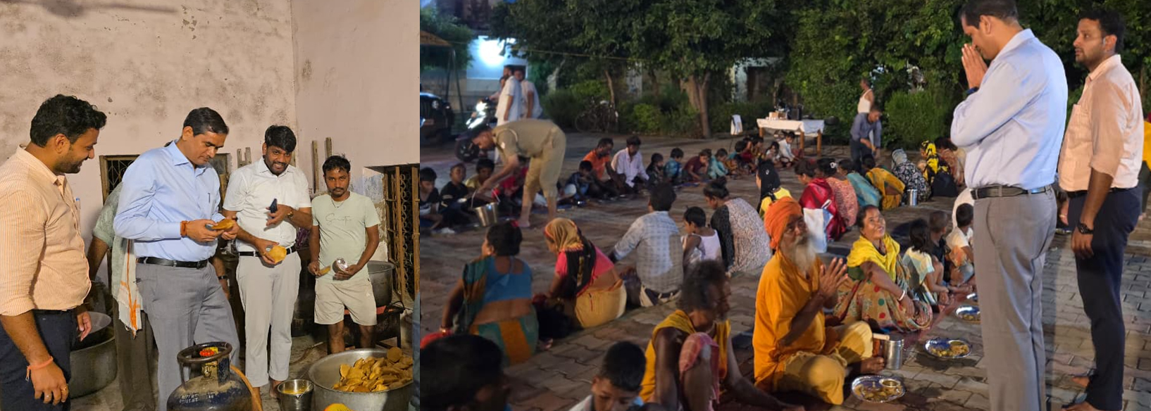 भाेजन पराेसते हुए डीएम भाेजन पराेसते हुए डीएम