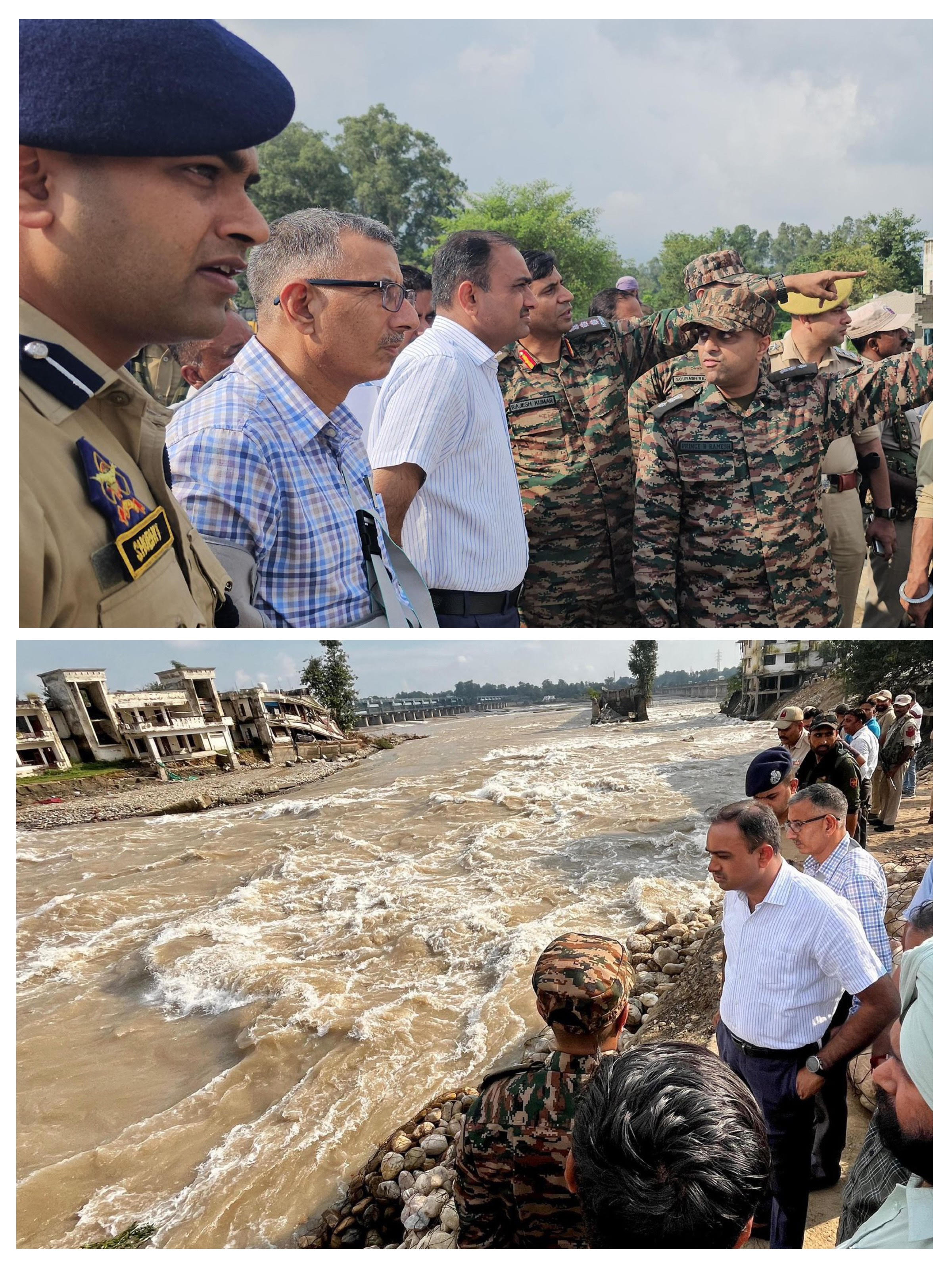 Jammu Divisional Commissioner inspected the safety works on the Ravi River embankment
