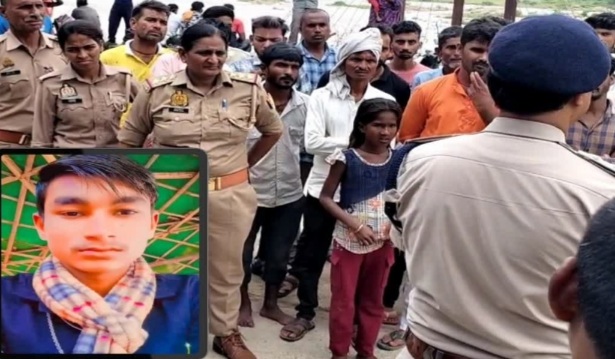 घटना स्थल पर पुलिस व दुबे हुए युवक का फाइल फोटो घटना स्थल पर पुलिस व दुबे हुए युवक का फाइल फोटो