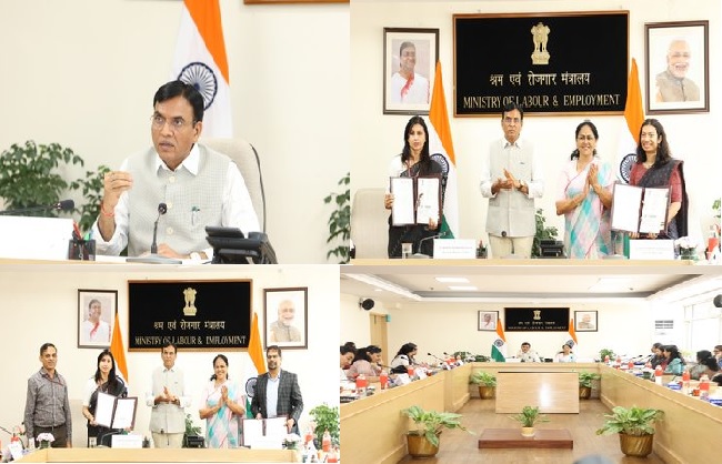 कार्यक्रम को संबोधित करते मनसुख मांडविया और अन्य कार्यक्रम को संबोधित करते मनसुख मांडविया और अन्य