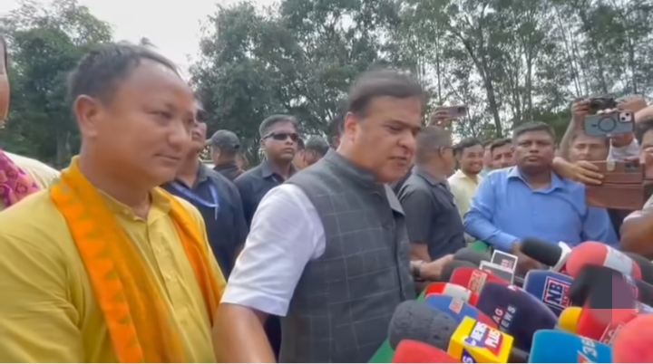 Assam CM Dr Himanta Biswa Sarma addressing to media in Bodoland on Thursday.